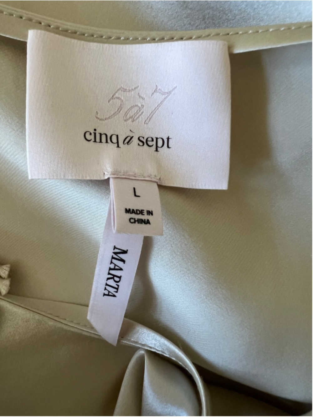 Cinq a Sept Cream Gold Satin Cowl Neck Camisole Top L Braided Tassels Quiet Lux - Picture 8 of 12